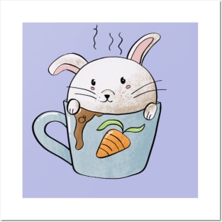 Cute rabbit in mug Posters and Art